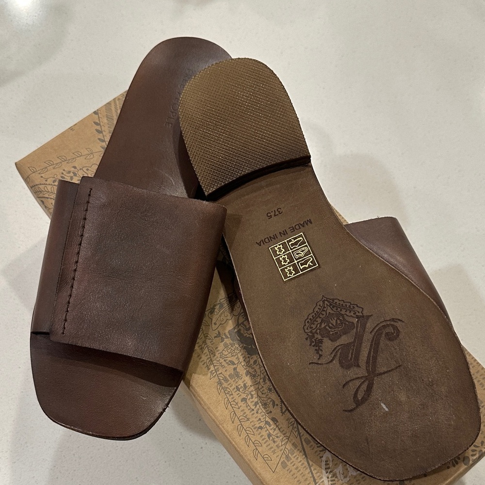 Free People Dark Brown Slide Sandals